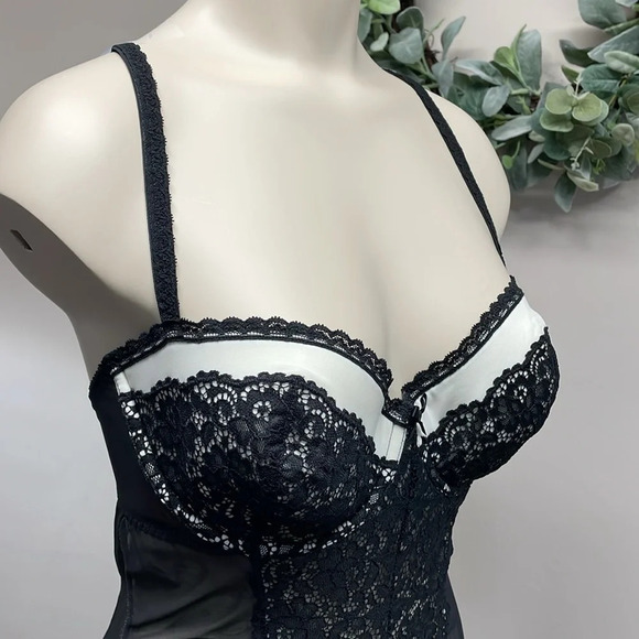 Victoria’s Secret Slip Dress Lingerie Sheer Lace Lined Demi Bra Bustier 36D - Picture 8 of 16